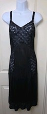 Vintage Lane Bryant Full Slip Lace Trim Union Tag Black Sz 42 Plus XL Pin-Up USA