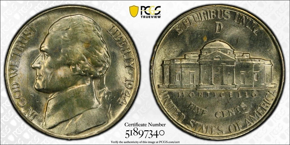 1944-D Silver Jefferson Nickel MS-65 PCGS (FS) Gold Shield - Image 4 of 4