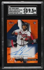 2021 Finest Orange Wave Refractor 12/25 Cristian Pache SGC 9.5 Mint+ Auto 0o3x