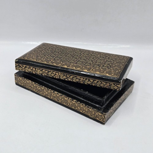 Joyero de baratija de madera arte lacado vintage diseño floral India 5"L×3"W - Imagen 1 de 19