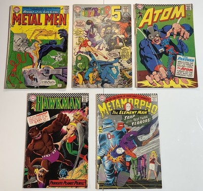 5 DC Silver Age Comic Lot Metal Men Hawkman Atom Metamorpho Inferior (Readers)