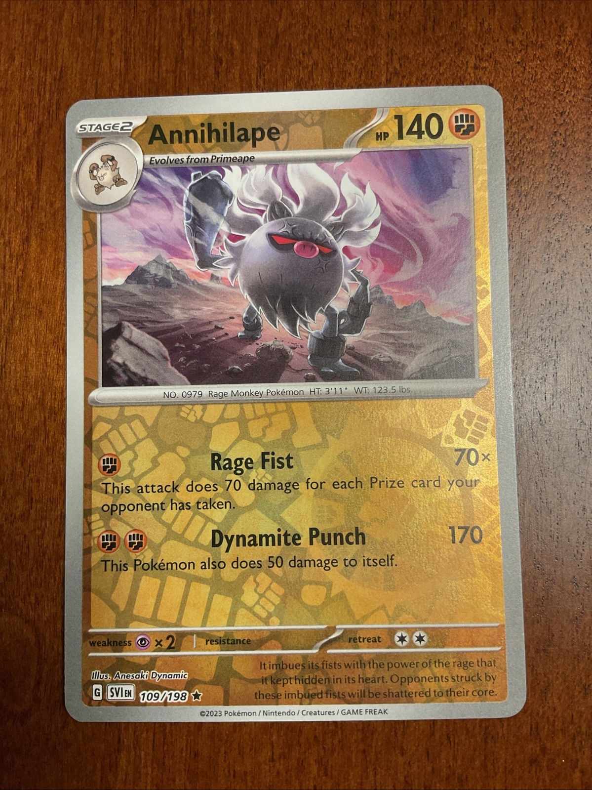 Annihilape 109/198 Scarlet & Violet Reverse Holo Rare Pokemon TCG Card