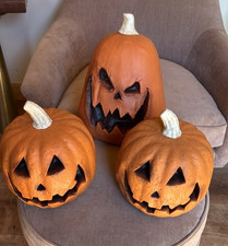3 Creepy Halloween Pumpkins Jack O Lantern D cor Haunted House Props