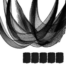 5 Pcs Black Halloween Gauze Creepy Cloth Fabric 72 x 30 inches, black