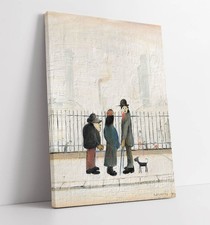 LANDSCAPE WITH FIGURES, L..S. LOWRY - FRAMED CANVAS WALL ARTWORK PICTURE PRINT