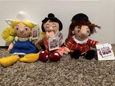 It's A Small World Disneyland Disney Store Plush Mini Bean Bag Set Lot of 3