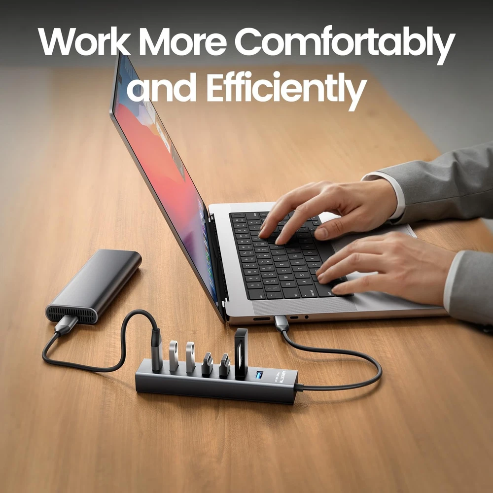USB C to USB Hub Multiport Adapter, Aluminium 7-in-1 USB C Hub Multiport Adap...