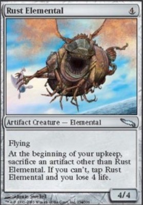 MTG Rust Elemental, Mirrodin, Damaged, English