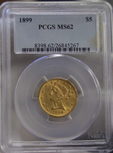 1899 US $5 Liberty Gold Piece PCGS MS62