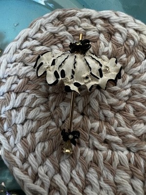 Vintage BSK My Fair Lady Brooch Open Parasol Enamel Rhinestone