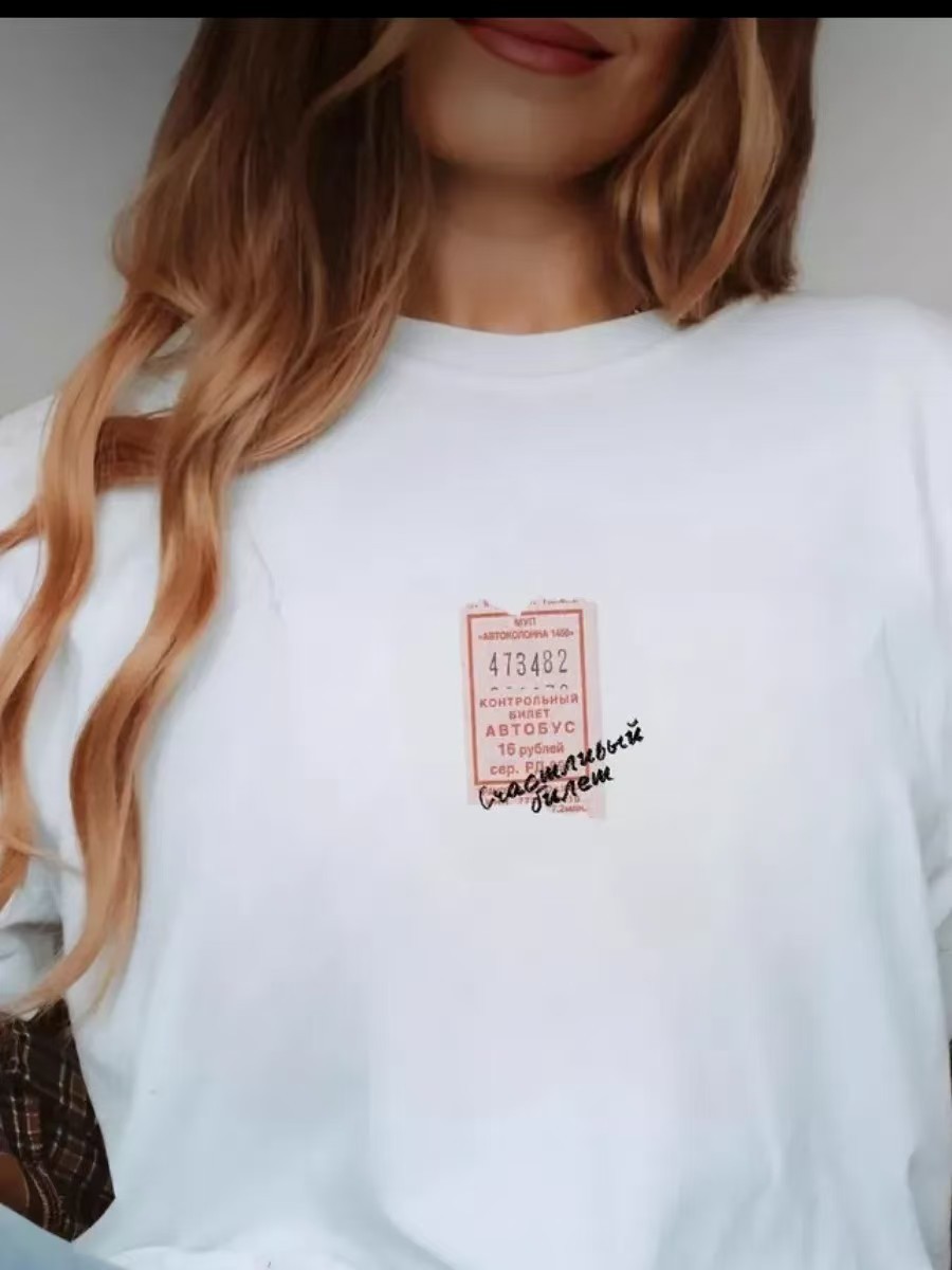 Women's short-sleeve T-shirt, lazy style fashion printed casual top, INS style image 8