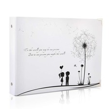 White Scrapbook Photo Album Wedding Guest Book DIY Memories Book with 50 Blac...