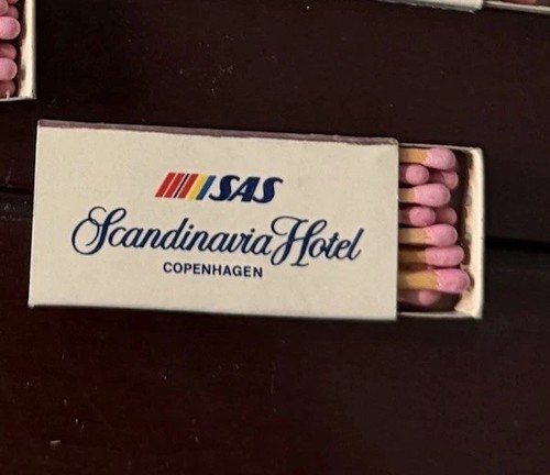 Vintage SAS Scandinavian Hotel Copenhagen Matchbook & Matchsticks 