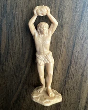 Marx Cave Men Vintage 1950s-1960s Dinosaur Set Caveman w Rock Overhead Cream Toy