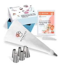 Wenburg Spritzbeutel Set Baumwolle Edelstahl T&uuml;llen Kuchen Torten Dekoration