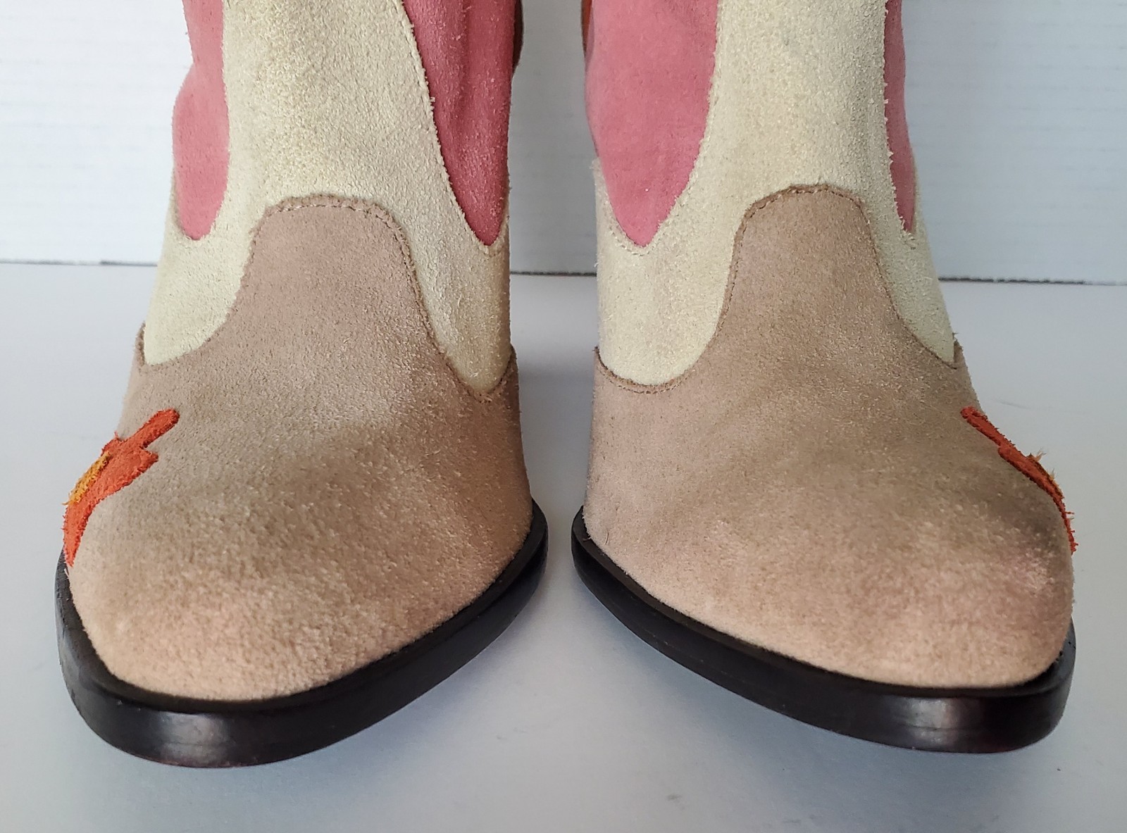 Y2K DIESEL Madchen Multicolor Patchwork Suede Cow… - image 3