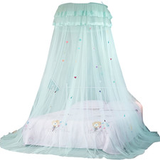 Zanzariera a Baldacchino Rotonda per Letto Bambini e Culla Blu Altezza 272cm