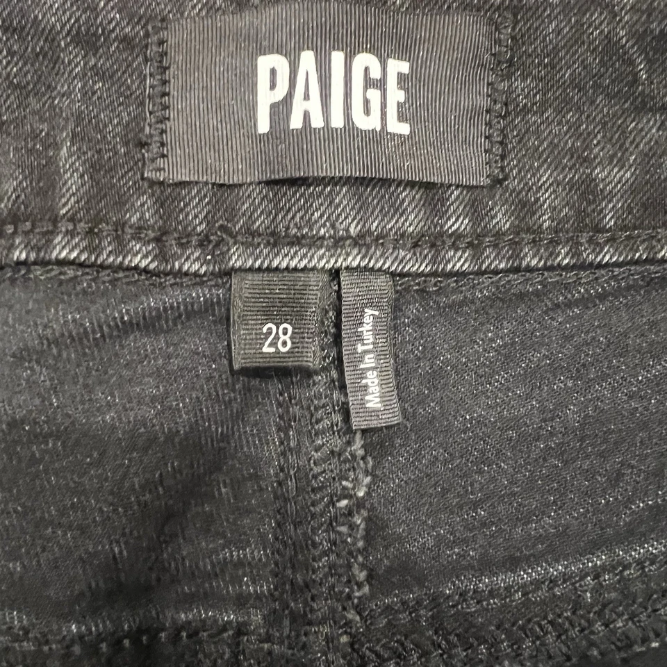 Pantalones de mezclilla PAIGE Sasha Petite de pierna ancha - negro víbora desgastado - talla 28P Foto 3 de 4