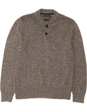 EDDIE BAUER Mens Crew Neck Jumper Sweater Large Grey Flecked Cotton DR28