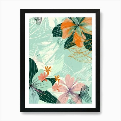 Blumenmuster Vektor 2 Kunstdruck gerahmt Wandbild Poster Leinwanddruck Bild