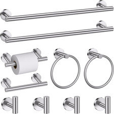 Brushed Nickel Bathroom Hardware Set - 10 Piece Towel Bar  Toilet Paper Holder