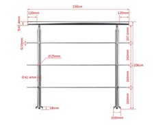 Stainless Steel Handrail Outdoor&Indoor 3 Cross bars Balustrade Stair Grab Rail