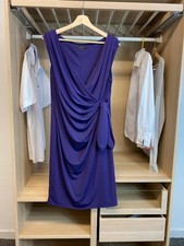 Coast purple occasion dress v-neck wrap sleeveless tie side evening uk 14