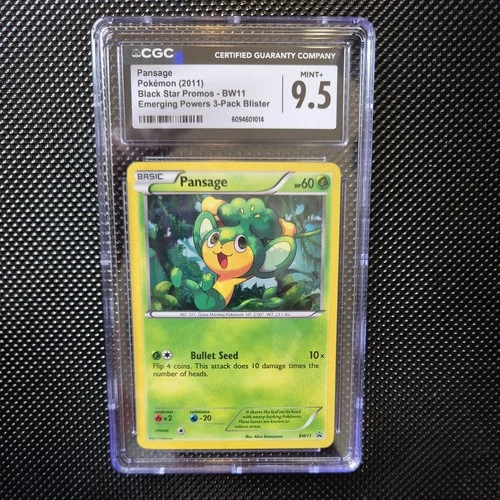 2011 POKEMON B&W PROMO #BW11 PANSAGE-HOLO CGC 9.5 MINT+