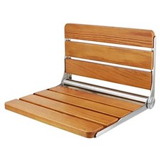 Kitvance 18" Teak Folding Shower Seat Wall Mounted Bench 400 LB 304 Stainless