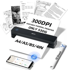 iDPRT Portable Thermal Printer Bluetooth 300DPI for 8.5" x 11" US Letter Inkless