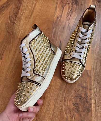 Christian Louboutin Mujer Zapatillas Altas Picos Dorados Logo EU 38 US 7.5 UK 5 - Imagen 14 de 23