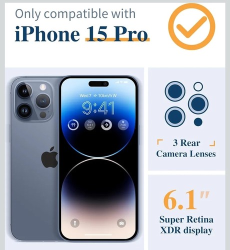 BRAND NEW Gviewin Iphone 15 Pro Case 6.1 Inch Screen (Rosa/Chinensis/Blue) - Zdjęcie 2 z 5