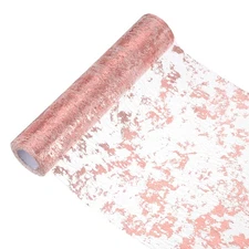 33 Feet Table Runner, Sequin Foil Thin Metallic Table Runner, Rose Pink Gold