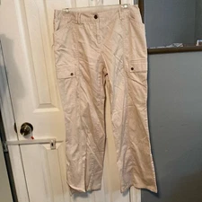 AB Studio Tan Cargo Pants Lightweight Cotton Blend Size 8