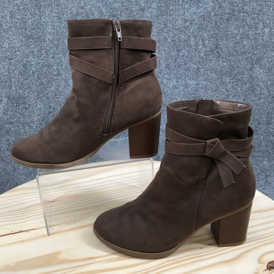 Botas American Eagle para mujer 8 botines anchos tela marrón informales tacones altos Foto 2 de 4