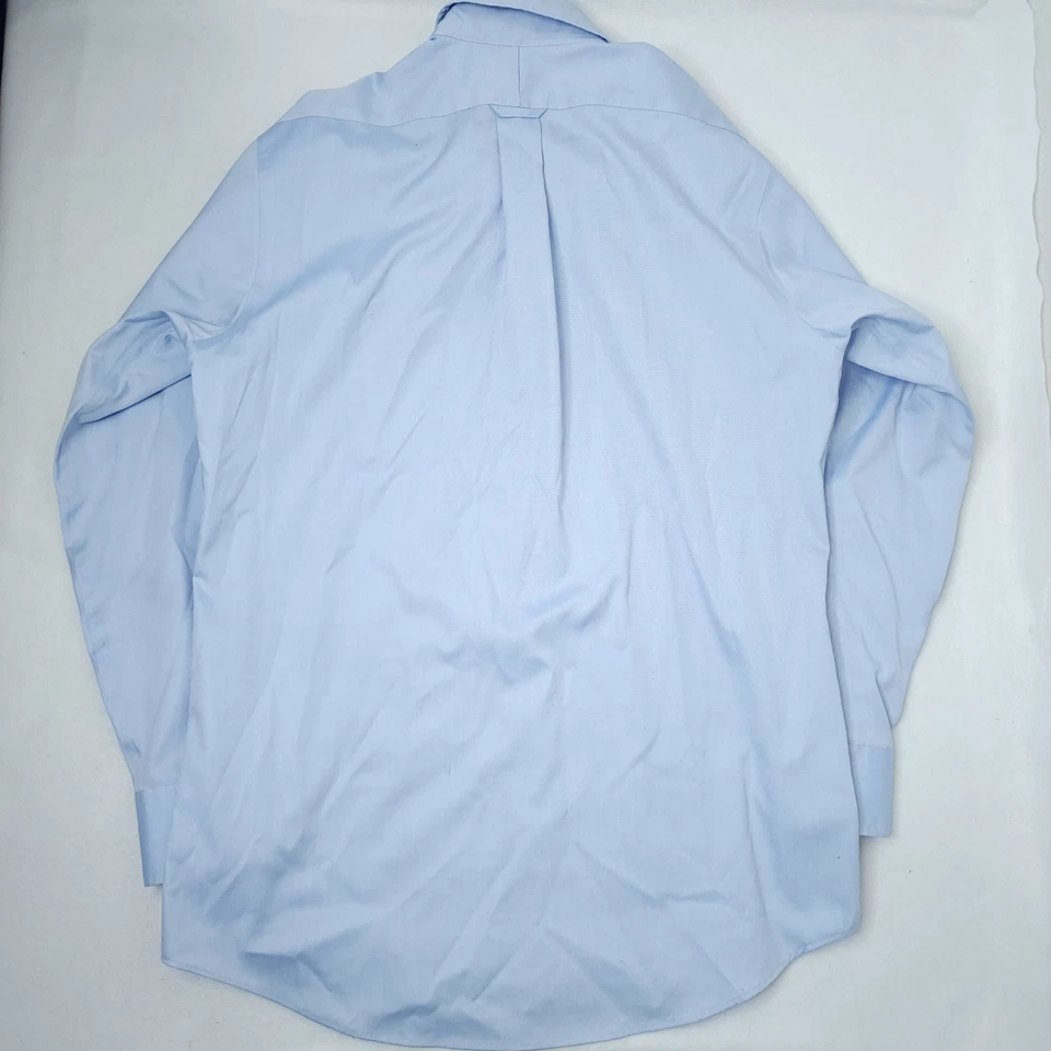 Eagle Shirtmakers Blue 80s Two Ply Pinpoint Dress Shirt Mens Size 15 32/33 - Image 2 of 4