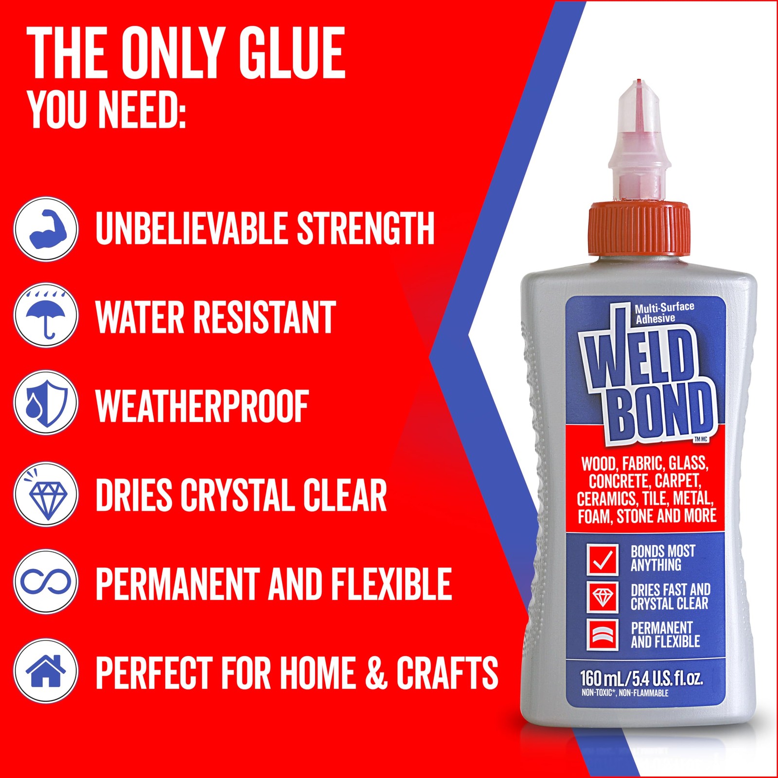 Multi-Surface Adhesive Glue, Bonds Most Anything. Use as Wood Glue or on Fabr...