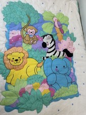 Vintage Red Calliope Bedding Baby Blanket 1993 Comforter Jungle Animals PERFECT