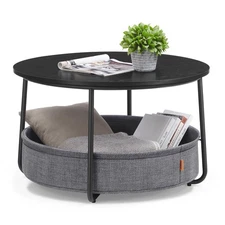 LILEA Collection - Coffee Table with Storage, Round Center Table for Living R...