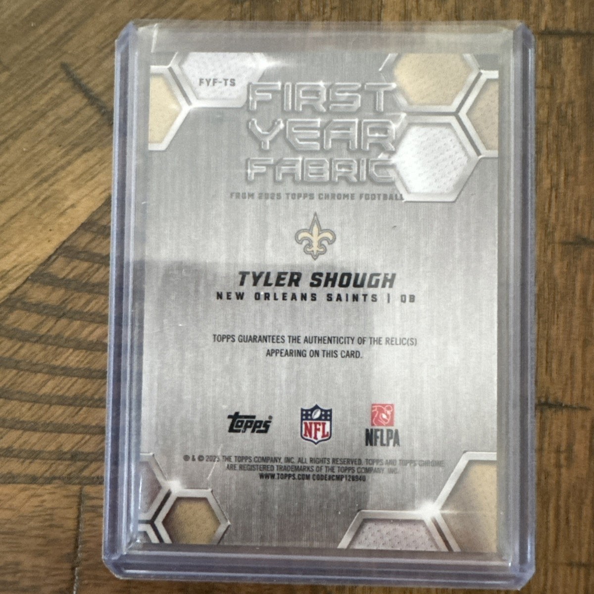 2025 Topps Chrome - First Year Fabric Tyler Shough #FYF-TS (MEM