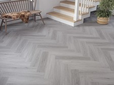 Grey Oak Luxury Click Vinyl Herringbone Waterproof LVT Flooring  2.04m² Pack