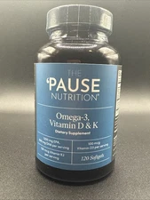 The 'Pause Nutrition Omega-3 Vitamin D&K Dietary Supplement 120 Ct Exp 09/2026