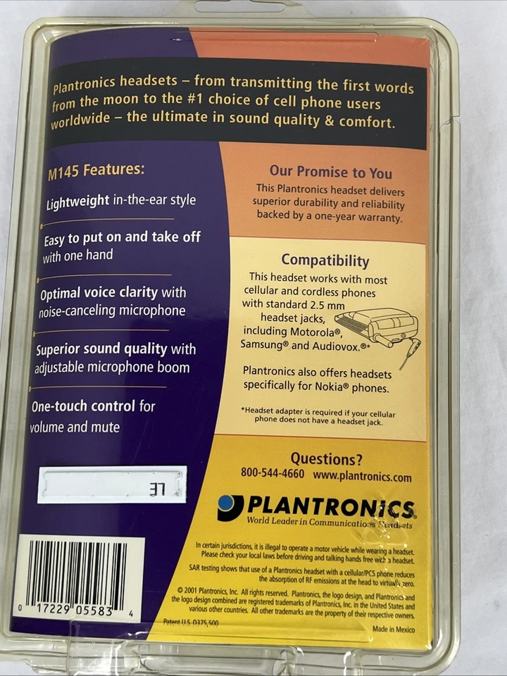 PLANTRONICS M145 In-Ear Cellular Headset with Easy Volume and Mute Control NIP - Image 3 of 4