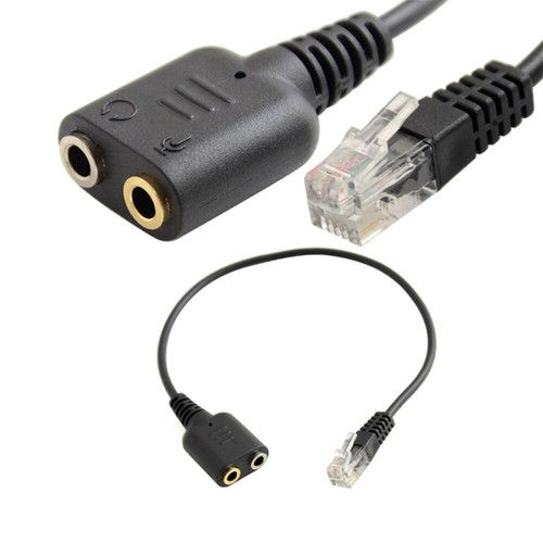 2 X 3.5mm RJ9 Jack Headset Wire Cable Cord Convertor Adaptor Headphone Earbuds - Photo 3/5