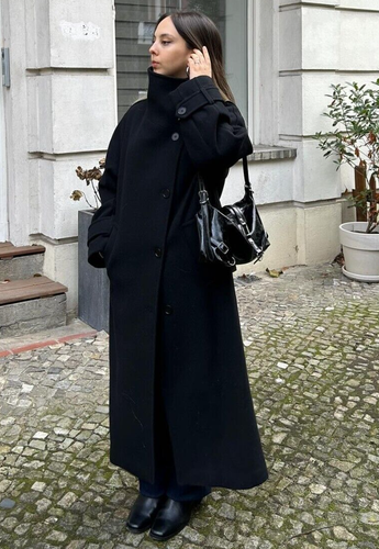 Zara ZW Collection Long Wool Blend Coat Black XS S XL Small Large 7522/249 New - Picture 8 of 22