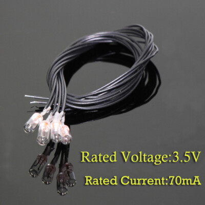 50pcs Clear 3mm Mini Bulbs 3V 70mA Pre-Wired Grain of Wheat Bulbs Warm White