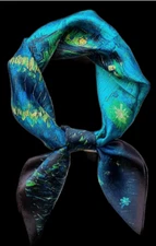 100% Silk 26" Square Scarf Women Bandana neckerchief Wrap blue green black ZT231