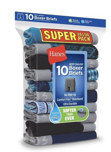Hanes Boys Printed Boxer Briefs with Comfort Flex Waistband 10-Pack.Size- Medium - Picture 2 of 7