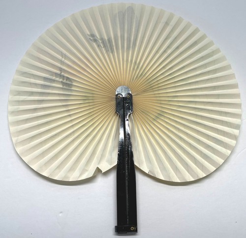 Vintage Chinese Hand Held Folding Fan Butterfly Floral Design Church - Picture 2 of 11