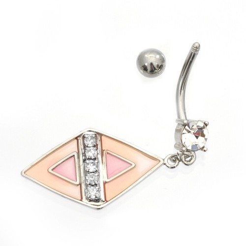 Belly Button Ring with Pastel Diamond Design Dangle 14ga - Bild 7 von 8